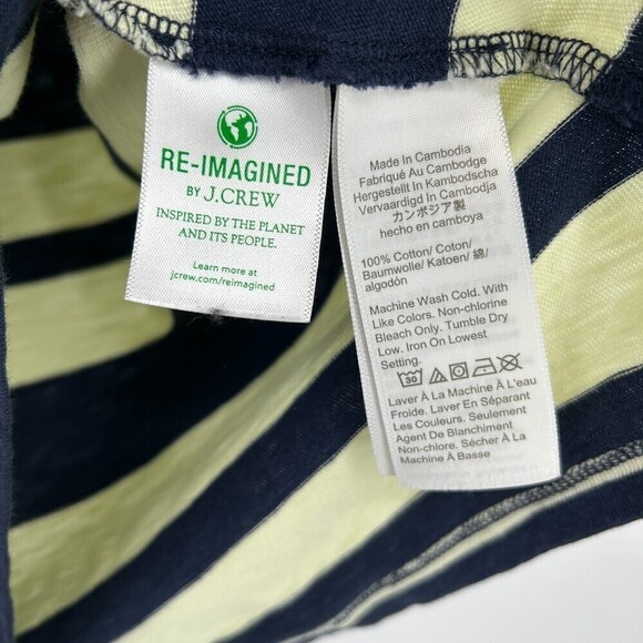 J. CREW Yellow Navy Blue Striped Painter Slub Boat Neck 3/4 Sleeve Tee Size XXS - Picture 4 of 4